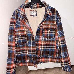 Multicolor Plaid Jacket with Sherpa Lining